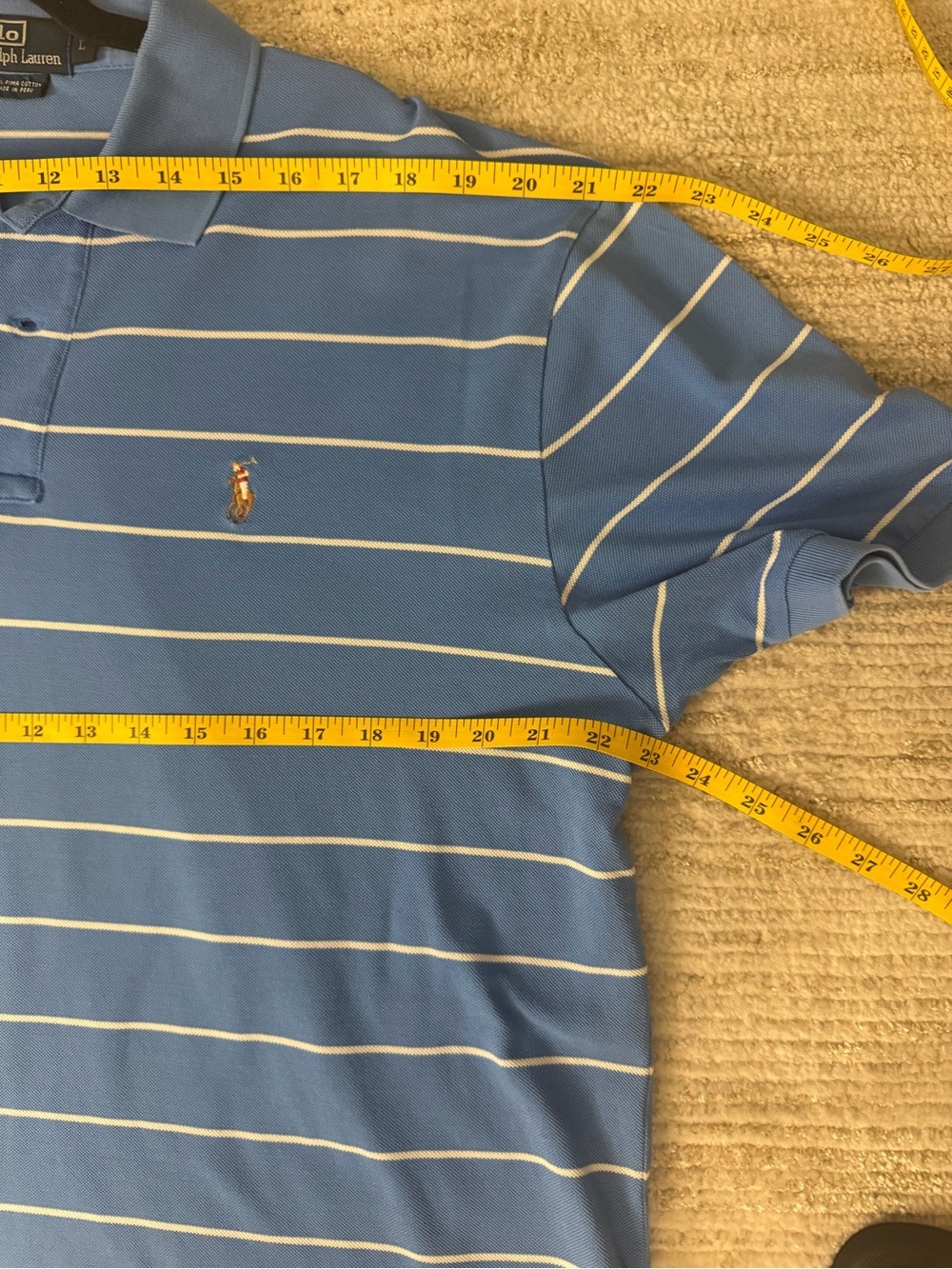 Men’s Polo Ralph Lauren Striped Pima Cotton Polo Shirt Size L - Picture 6 of 9